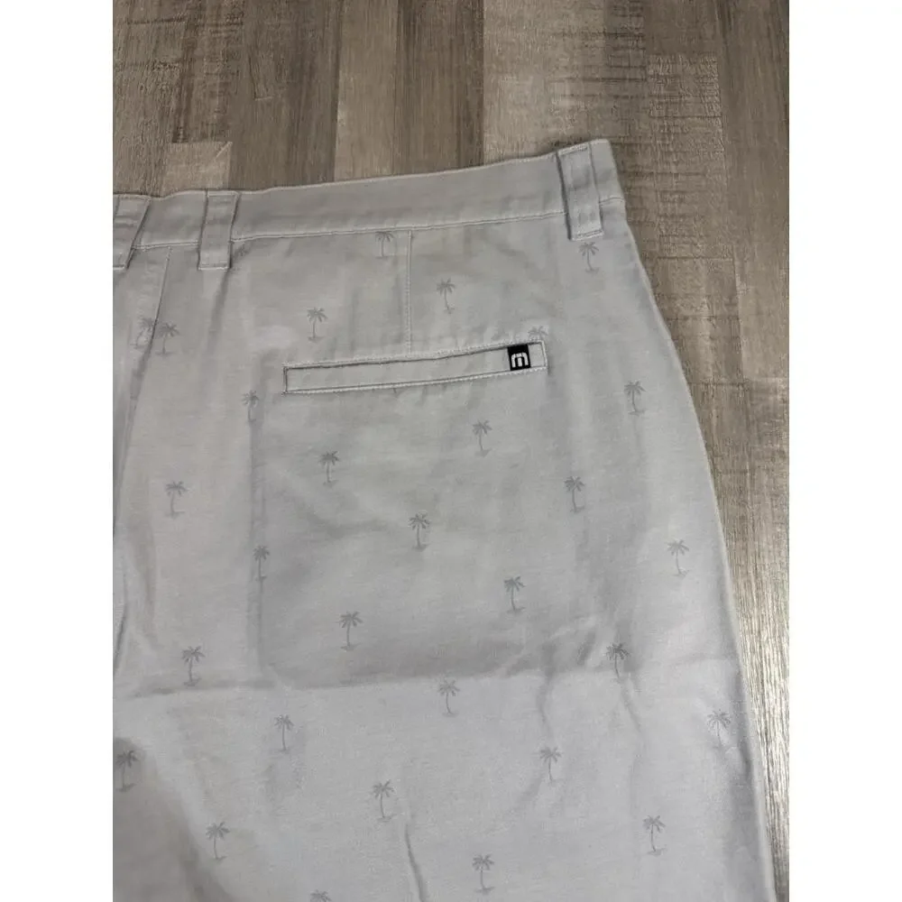 Travis Mathew Resort to This Golf Shorts Grey Palm Tree Print Mens Size 40 Soft‎